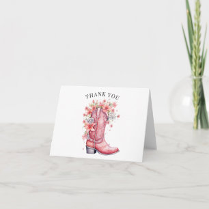 Tarjeta Boots de Cowboy Rosa Floral acuarela Gracias