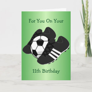 Tarjeta Boots de fútbol personalizados en 11º cumpleaños
