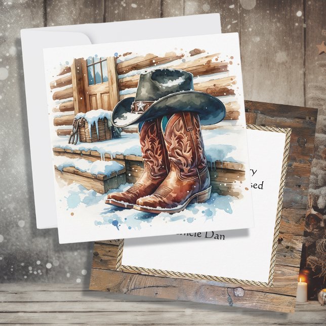 Tarjeta Boots de vaquero en los Navidades de la Porcha Fro (Subido por el creador)