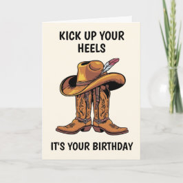 Tarjeta Boots de vaquero y cumpleaños de Gorra