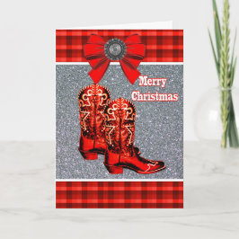 Tarjeta Boots De Vaqueros Rojos Occidentales Y Vacaciones