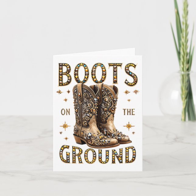 Tarjeta Boots En El Suelo Niña Negra Occidental Donde (Anverso)