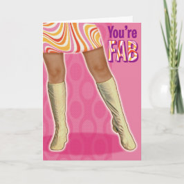 Tarjeta Boots Go-Go + Mini Skirt Retro Cumpleaños