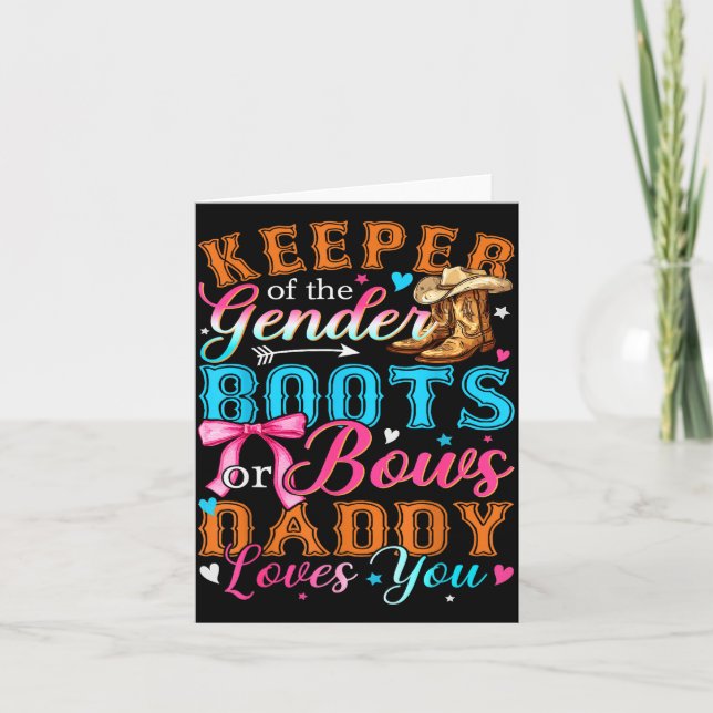 Tarjeta Boots Or Bows Daddy Loves You Gender Reveal Family (Anverso)