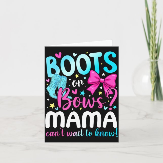 Tarjeta Boots Or Bows Mama Loves You Gender Reveal Party  (Anverso)