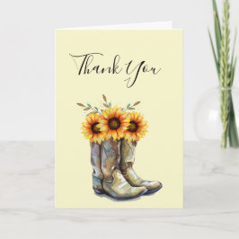 Tarjeta Boots rústicos de vaqueros con girasoles gracias
