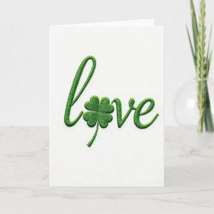 Tarjeta bordada de amor afortunado