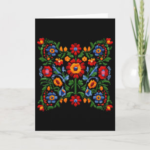 Tarjeta Bordado ucraniano divertido Flores tradicionales N