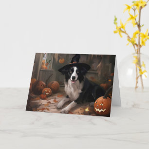 Tarjeta Borde de Collie Pumpkins Halloween Scary