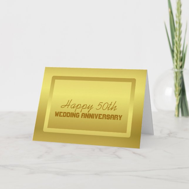 Tarjeta Borde Dorado 50 Aniversario de Boda (Anverso)