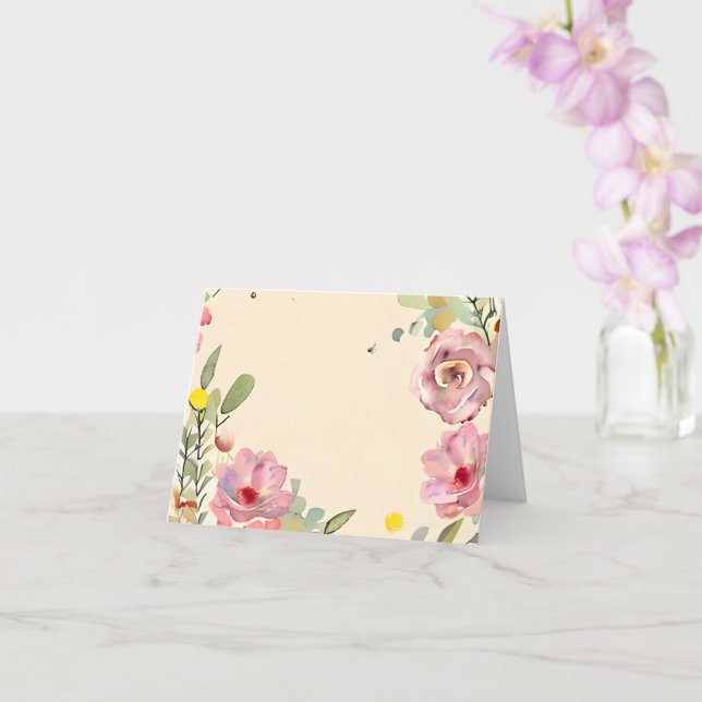 Tarjeta Borde floral de acuarela rosa personalizable (Orquídea)