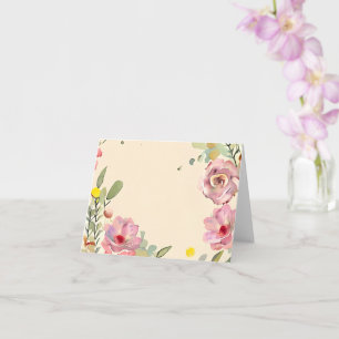 Tarjeta Borde floral de acuarela rosa personalizable