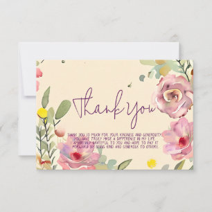 Tarjeta Borde floral de acuarela rosa personalizable