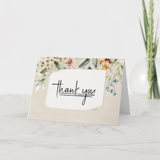Tarjeta Borde floral Gracias (Anverso)