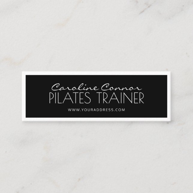 Tarjeta Bordeada de blanco y negro de Pilates Trai (Anverso)