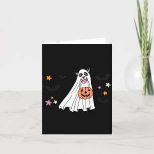 Tarjeta Border Collie Boo Perro Halloween Blanco Y Negro