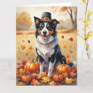 Tarjeta Border Collie en Hojas de Otoño Arte de Acción de 