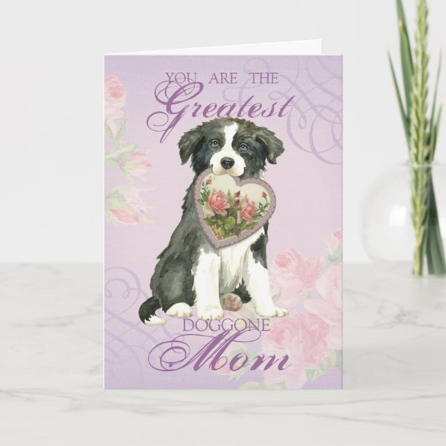Tarjeta Border Collie Heart Mom (Anverso)