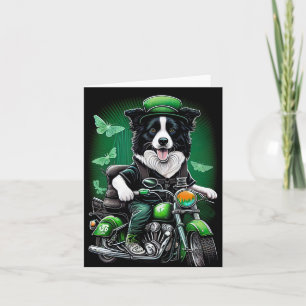 Tarjeta Border Collie Perro Conduciendo Bicicleta Día de S