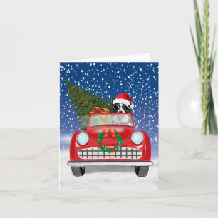 Tarjeta Border Collie Perro Conduciendo Coche En Navidad N