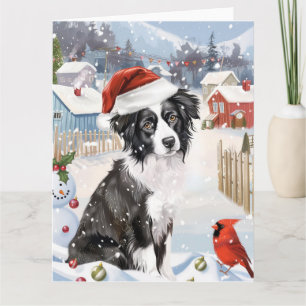 Tarjeta Border Collie Perro Invierno Maravilla Navidad Ale
