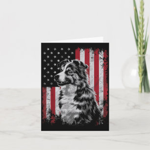 Tarjeta Border Collie Perro Papá Mamá América 4 de Julio