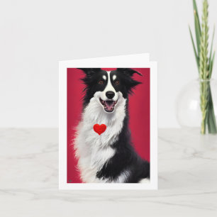 Tarjeta border collie san valentín dibujos animados