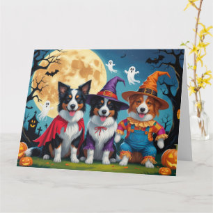 Tarjeta Border Collies Perros Calabaza Halloween Divertido
