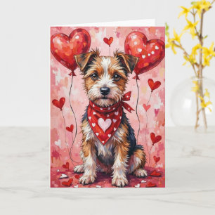 Tarjeta Border Terrier Valentine Perro Sentado con Corazon