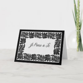 Tarjeta Bordure Florale Je Pense à Toi - Carte