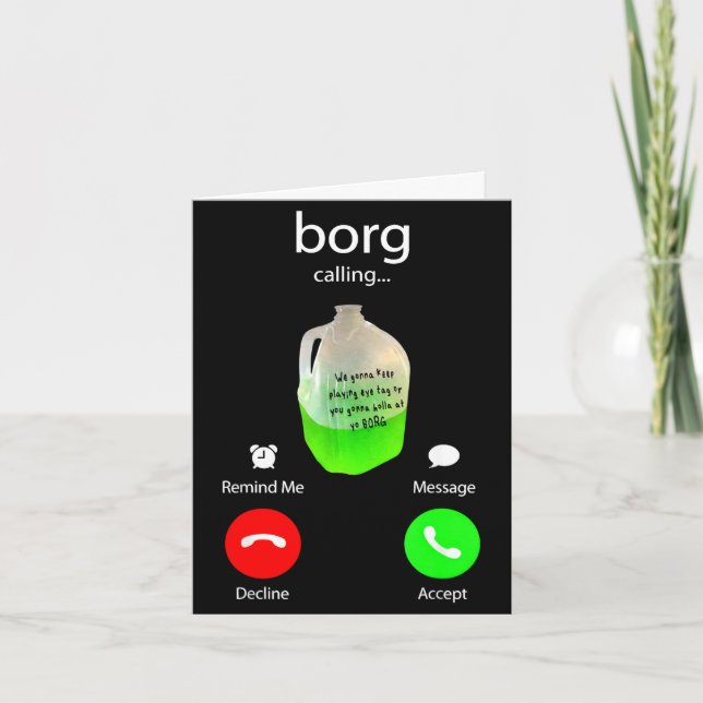 Tarjeta Borg llamando divertida fiesta bebida pantalla del (Anverso)