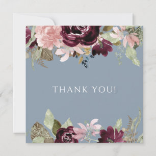 Tarjeta Borgoña Dusty Blue Elegy Boda Floral Gracias