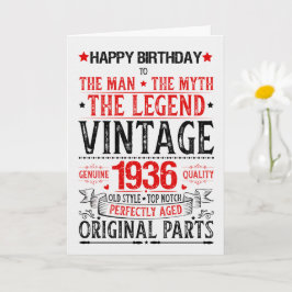 Tarjeta Born in 1936 Birthday the Man the Myth the Legend