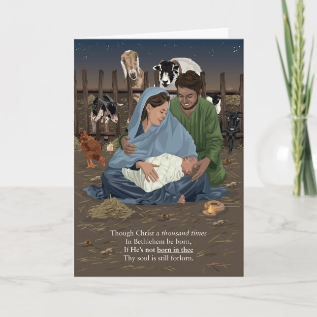 Tarjeta Born in Thee Nativity Christmas Card (Anverso)