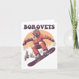 Tarjeta Borovets Bulgaria Retro Snowboard