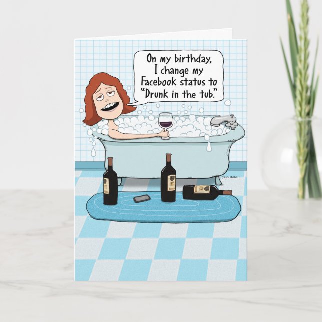 Tarjeta Borracho gracioso en el cumpleaños de la Tub (Anverso)