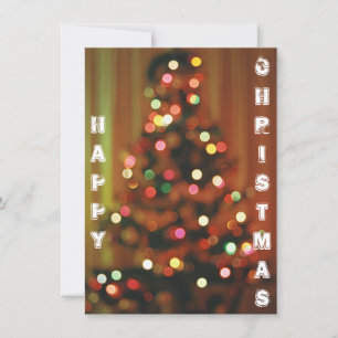Tarjeta borrosa de luces de árbol de Navidad