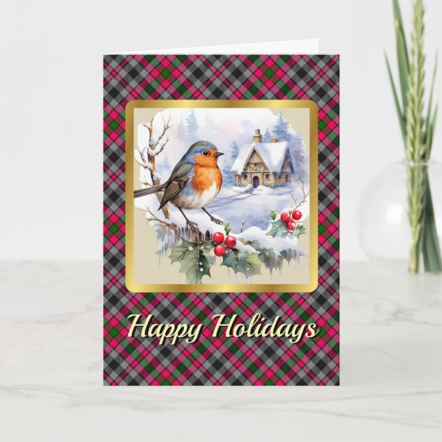 Tarjeta Borthwick Escudo y Tartan w/Robin personalizado (Anverso)