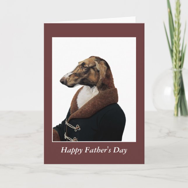 Tarjeta Borzoi DR133 (perro ruso), el día de padre feliz (Anverso)