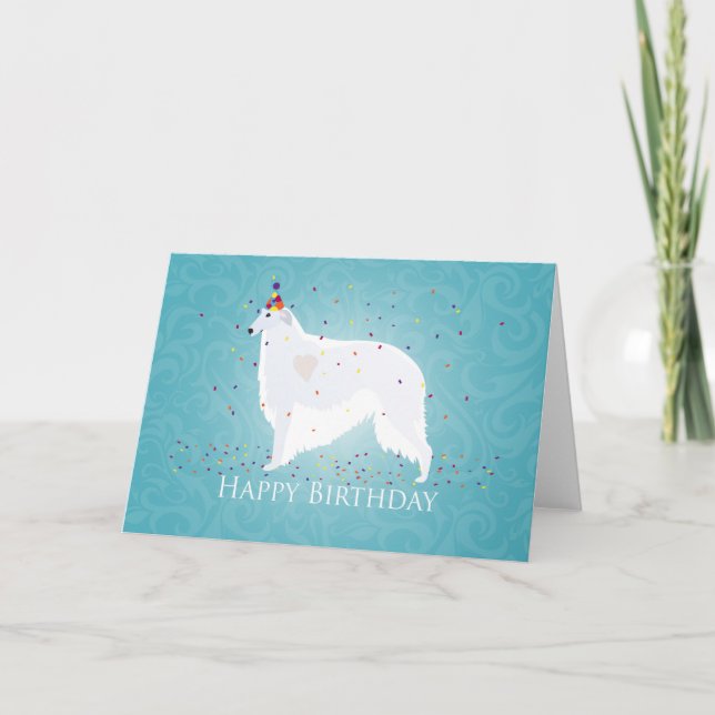 Tarjeta Borzoi Happy Birthday Design (Anverso)
