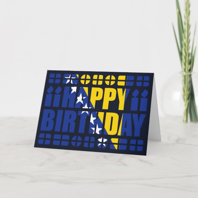 Tarjeta Bosnia Herzegovina Flag Birthday Card (Anverso)