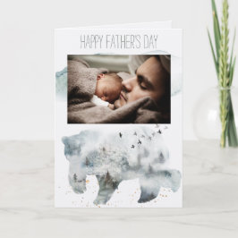 Tarjeta Bosque Arbolado Pino Día del Padre Oso con Foto