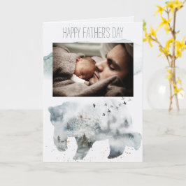 Tarjeta Bosque Arbolado Pino Día del Padre Oso con Foto