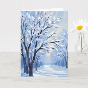 Tarjeta Bosque Besado por la Nieve   Pintura Acuarela de I