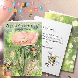 Tarjeta Bosque Caprichoso Hada Mágico Cumpleaños para Niña