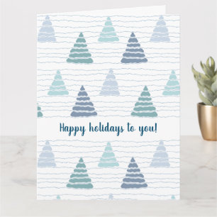 Tarjeta Bosque de árboles de Navidad con guirnaldas de per