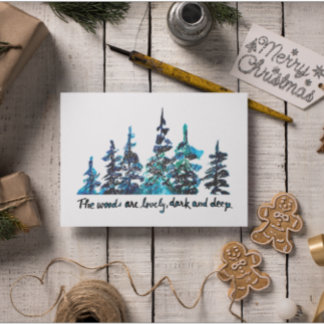 Tarjeta Bosque de pinos dibujado a mano del poema de Rober