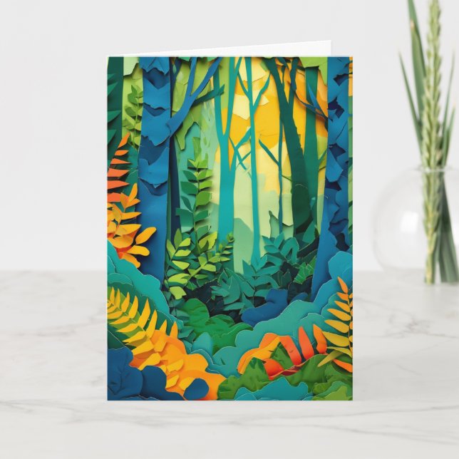 Tarjeta Bosque en capas con luz matutina (Anverso)