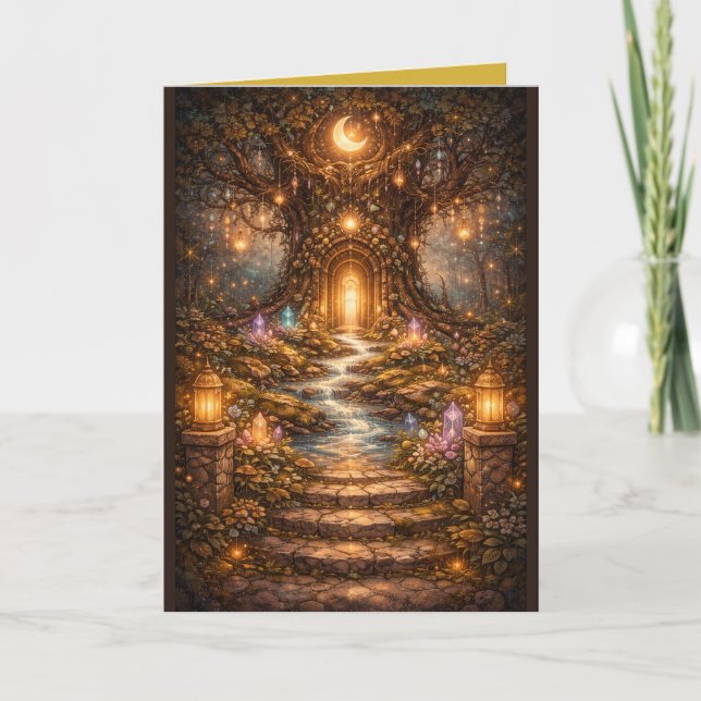 Tarjeta Bosque Encantado con Entrada Brillante (Anverso)