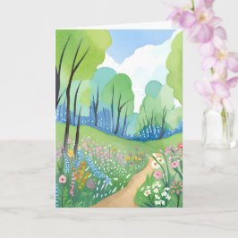 Tarjeta Bosque Floral | Flores Silvestres Acuarela Natural